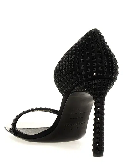 Sergio Rossi Area Dagger Square Toe Embellished Sandals In Black