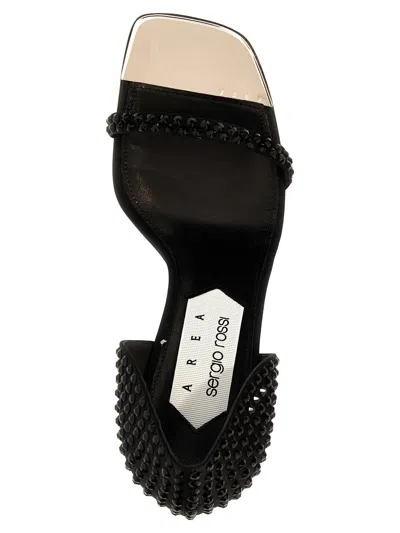 Sergio Rossi Area Dagger Square Toe Embellished Sandals In Black