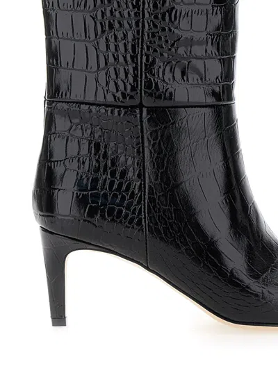 Shop Paris Texas Black High Boots With Stiletto Heel In Croco Embossed Leather Woman