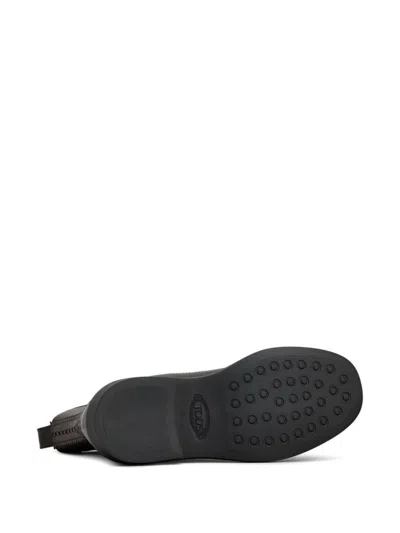 Tod's Black Chelsea Boots With Perforations In Leather Woman In Brown