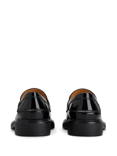 Tod's Penny Bar Leather Loafers With Logo In Black