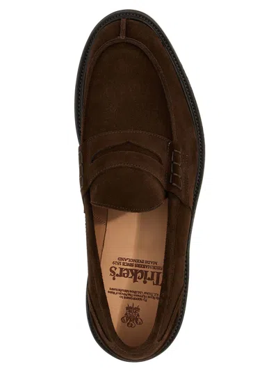 Tricker's Chocolate Suede James Loafer With Leather Sole In Black