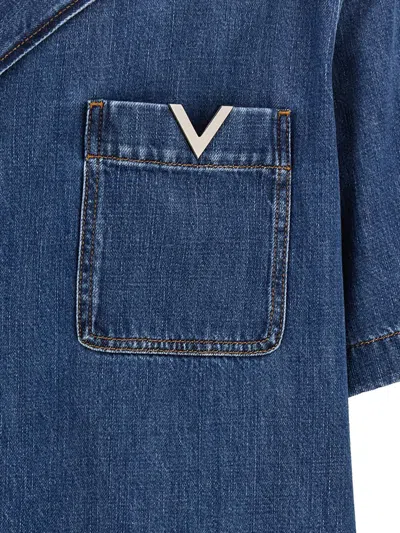 Valentino Shirt With Metallic V Detail In Blue