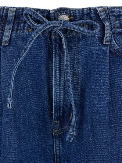 Frame Super Drape High Rise Drawstring Wide Leg Jeans In Ghost In Blue