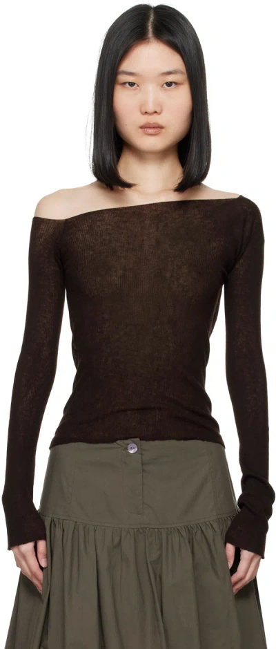 Paloma Wool Yucca One-shoulder Rib Top In 326 Brown