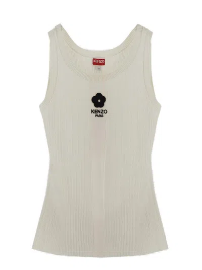 Shop Kenzo Sleeveless Ribbed Top In White