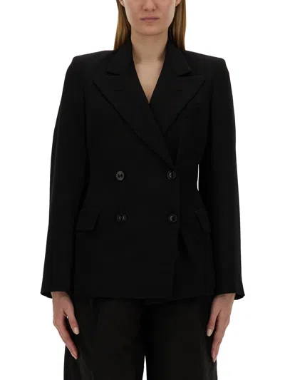Maison Margiela Slim-fit Wool Jacket With A Fitted Waist In Black