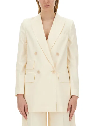 Max Mara Women Elegia Double-breasted Wool Blazer In White