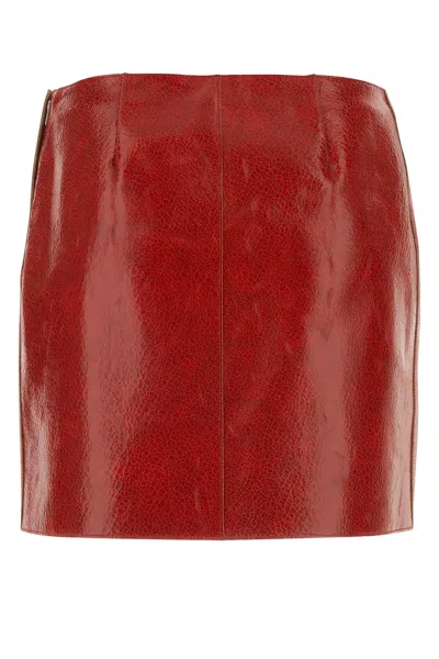 Prada Cracked-effect Leather Mini Skirt