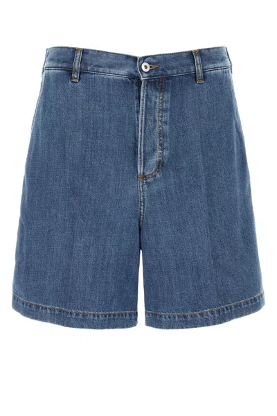 Valentino Denim Bermuda Shorts With Metallic V Detail