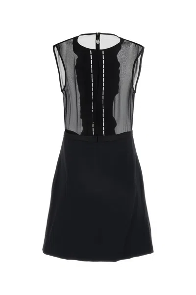 Versace Black Georgette Mini Dress In Black