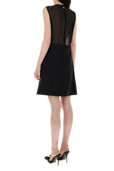 Versace Black Georgette Mini Dress In Black