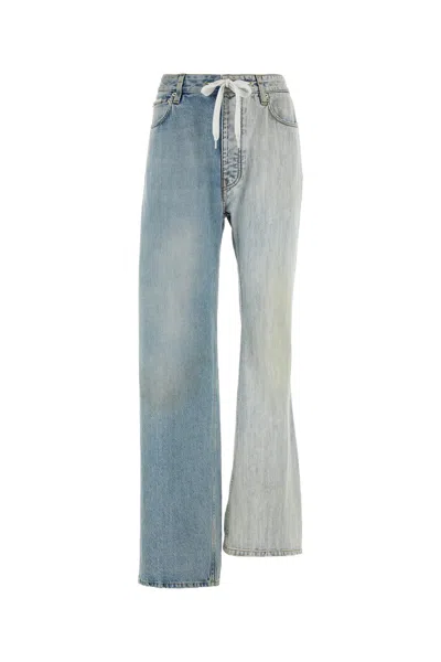Balenciaga Fifty-fifty Light Blue Jeans With Asymmetric Legs In Denim Women