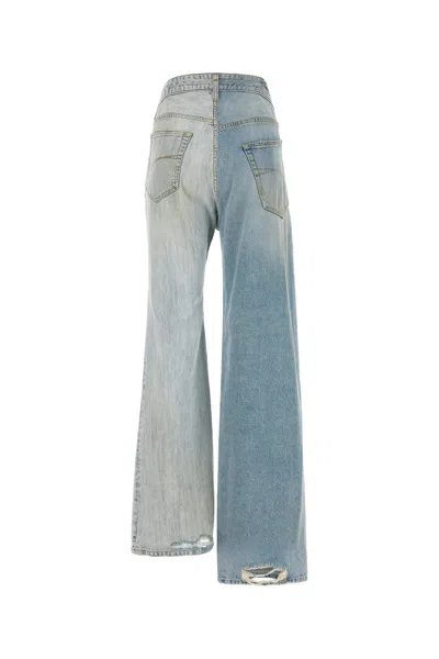 Balenciaga Fifty-fifty Light Blue Jeans With Asymmetric Legs In Denim Women