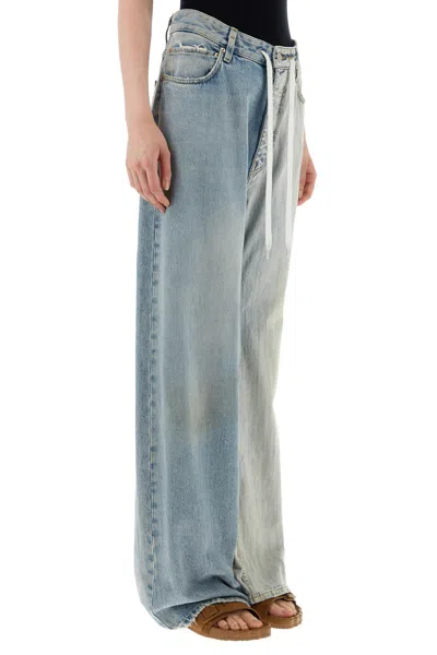Balenciaga Fifty-fifty Light Blue Jeans With Asymmetric Legs In Denim Women