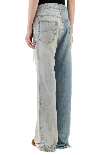 Balenciaga Fifty-fifty Light Blue Jeans With Asymmetric Legs In Denim Women