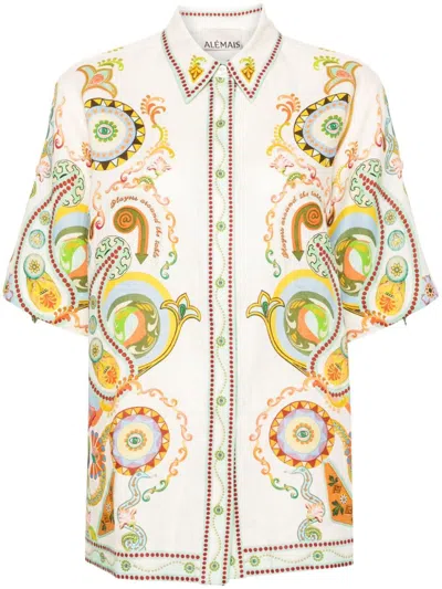 Shop Alemais Neutral Pinball Linen Shirt - Women's - Flax In Neutrals