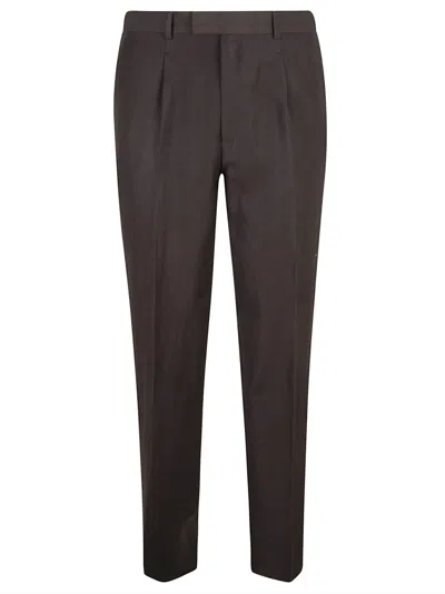 Zegna Concealed Trousers In Dark Brown