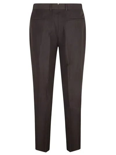 Zegna Concealed Trousers In Dark Brown