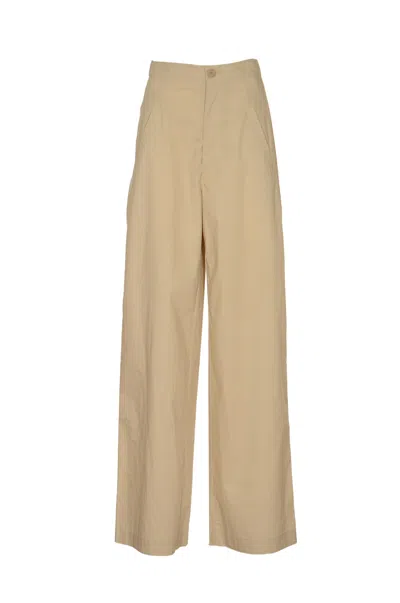 Shop Roberto Collina High-waist Straight Leg Plain Trousers In Sabbia