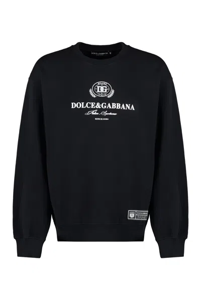 Shop Dolce & Gabbana Cotton Crew-neck Sweatshirt With Logo In Black