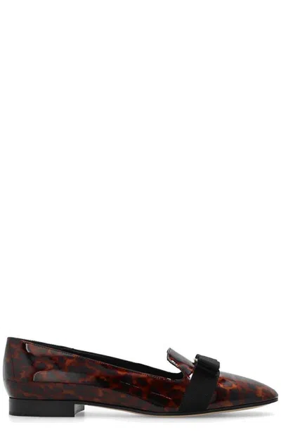 Ferragamo Loafers Laufer Patent Leather Brown Leopard In Brownnero