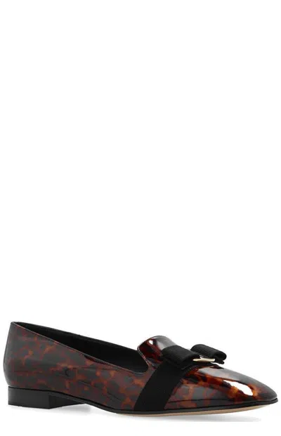 Ferragamo Loafers Laufer Patent Leather Brown Leopard In Brownnero