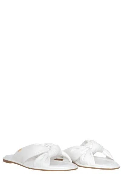 Michael Kors Open-toed Flat-bottomed Sandals In White