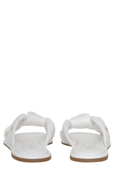 Michael Kors Open-toed Flat-bottomed Sandals In White