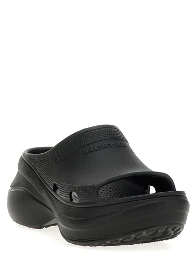 Shop Balenciaga 'pool Crocs' Sandals In Black