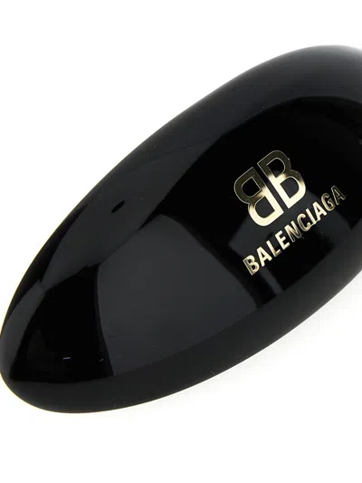 Balenciaga Logo Applique Hair Clip In Black