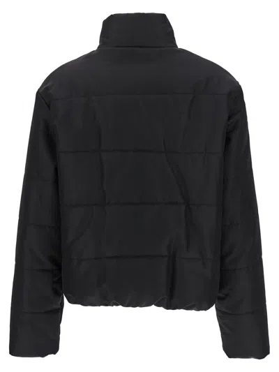 Moschino Quilted Shell Hooded Jacket In Black