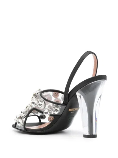 Moschino Black Maxi Crystal Slingback Heels In Black
