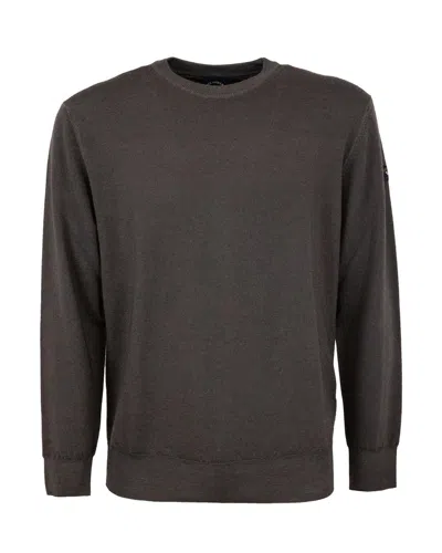 Paul & Shark Crewneck In Extrafine Merino Wool In Brown