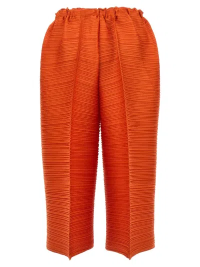 Shop Issey Miyake Pleats Please  'thicker Bounce' Pants In Orange