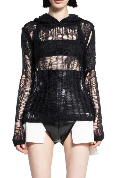 Rick Owens Spider Hoodie Sweaters And Cardigans Black In Black