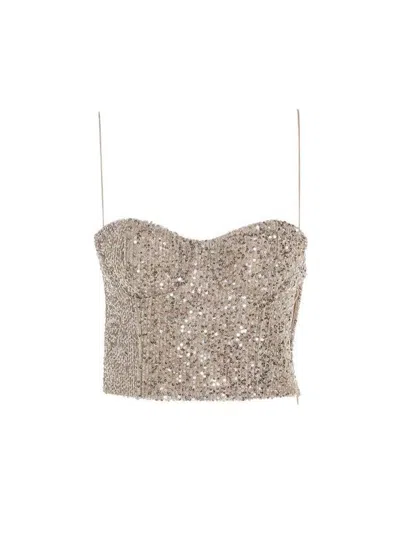 Rochas Sequin Top In Silver