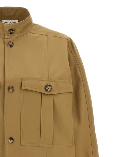 Saint Laurent Shirt Utility Tortoiseshell Buttons In Beige