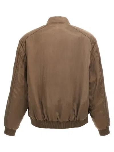Saint Laurent Twill Teddy Bomber Jacket In Green