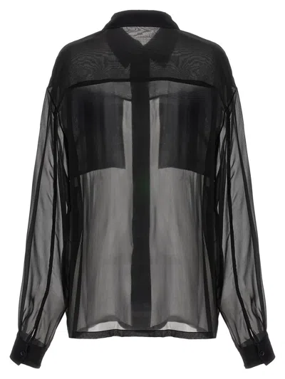 Saint Laurent Silk Crepe Muslin Shirt In Black