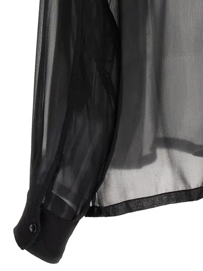 Saint Laurent Silk Crepe Muslin Shirt In Black