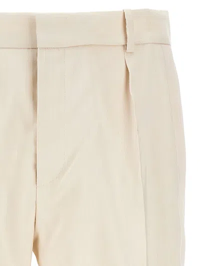 Shop Saint Laurent Silk Tuxedo-style Pants In White