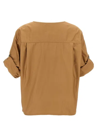 Saint Laurent Top In Twill Cammello Donna In Beige