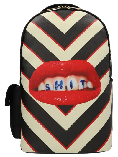 Shop Seletti 'lipstick Black' Septic X Toiletpaper Backpack In White/black