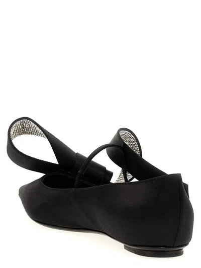 Sergio Rossi Bow Embellished Pointed Toe Ballet Flats In Black