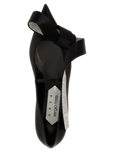 Sergio Rossi Bow Embellished Pointed Toe Ballet Flats In Black