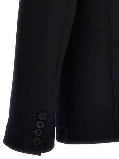 Valentino Tailored Cotton Blend Blazer With Back Slit And Sharp Lapels In Blue