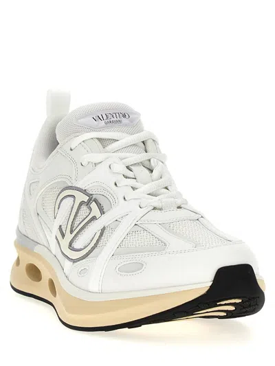 Valentino White Leather And Fabric Vlogo Easyjog Sneakers In White