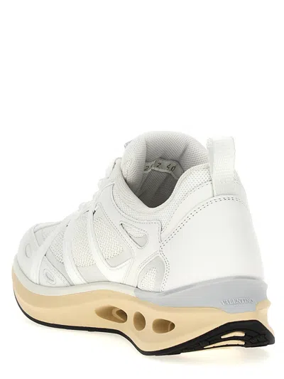 Valentino White Leather And Fabric Vlogo Easyjog Sneakers In White