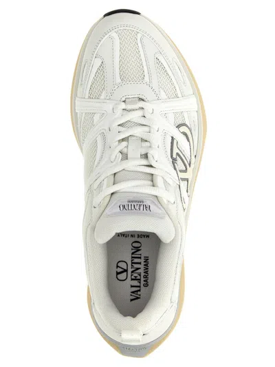 Valentino White Leather And Fabric Vlogo Easyjog Sneakers In White